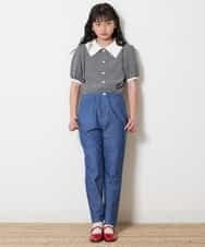 KJBFM34024 a.v.v KIDS(アー・ヴェ・ヴェ) [100-130]【イージーケア・セットアップ対応】衿つきギンガムチェックブラウス[WEB限定サイズ] ライトグレー