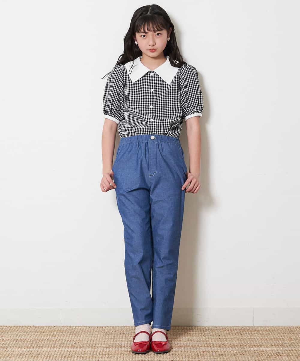 KJBFM34024 a.v.v KIDS(アー・ヴェ・ヴェ) [100-130]【イージーケア・セットアップ対応】衿つきギンガムチェックブラウス[WEB限定サイズ] ライトグレー