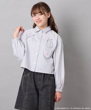 KJBGD57059 a.v.v KIDS(アー・ヴェ・ヴェ) [120-150]【数量限定】[シナモロール＆クロミ]ストライプシャツ ライトグレー