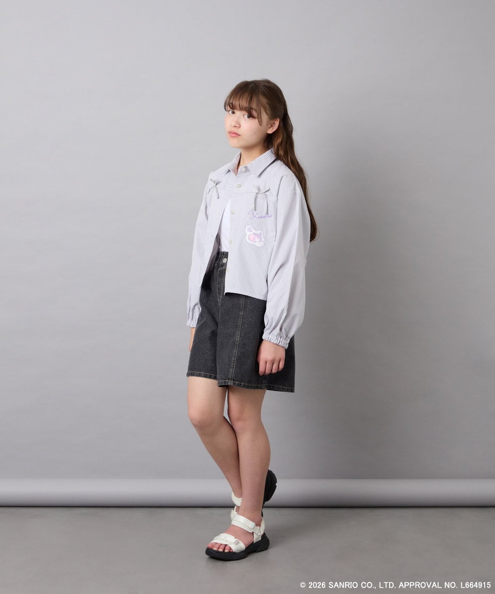 KJBGD57059 a.v.v KIDS(アー・ヴェ・ヴェ) [120-150]【数量限定】[シナモロール＆クロミ]ストライプシャツ ライトグレー