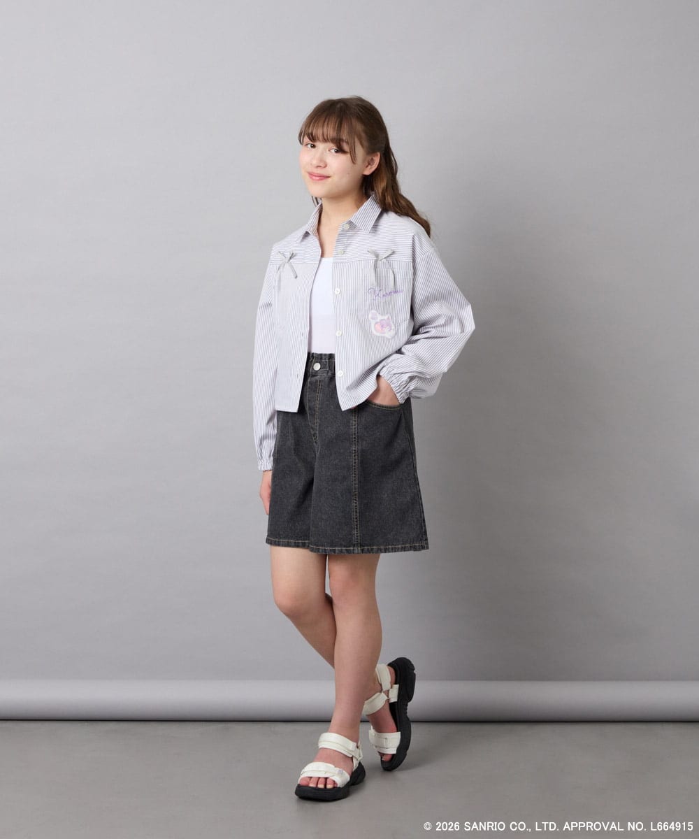 KJBGD57059 a.v.v KIDS(アー・ヴェ・ヴェ) [120-150]【数量限定】[シナモロール＆クロミ]ストライプシャツ ライトグレー