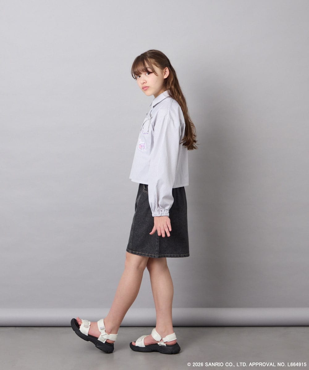 KJBGD57059 a.v.v KIDS(アー・ヴェ・ヴェ) [120-150]【数量限定】[シナモロール＆クロミ]ストライプシャツ ライトグレー