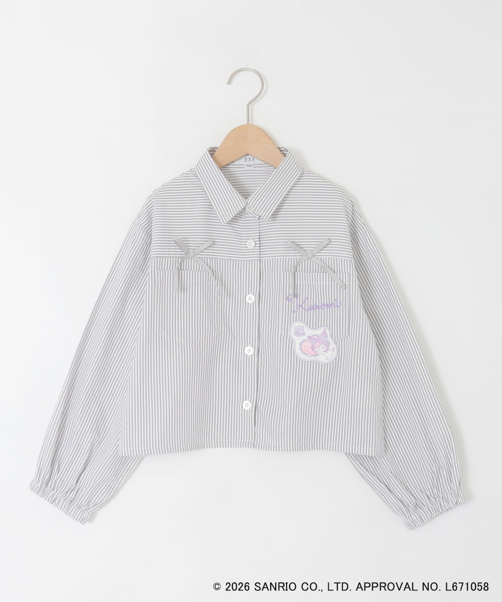 KJBGD57059 a.v.v KIDS(アー・ヴェ・ヴェ) [120-150]【数量限定】[クロミ]ストライプシャツ ライトグレー