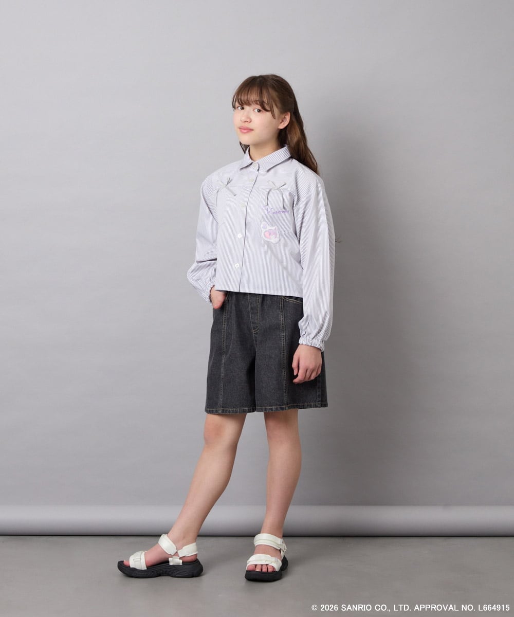 KJBGD57059 a.v.v KIDS(アー・ヴェ・ヴェ) [120-150]【数量限定】[シナモロール＆クロミ]ストライプシャツ ライトグレー