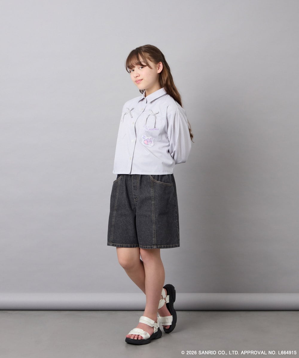 KJBGD57059 a.v.v KIDS(アー・ヴェ・ヴェ) [120-150]【数量限定】[シナモロール＆クロミ]ストライプシャツ ライトグレー