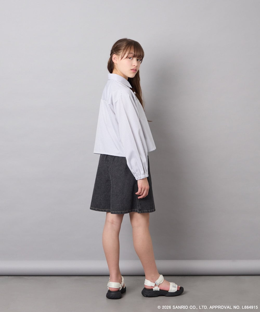 KJBGD57059 a.v.v KIDS(アー・ヴェ・ヴェ) [120-150]【数量限定】[シナモロール＆クロミ]ストライプシャツ ライトグレー