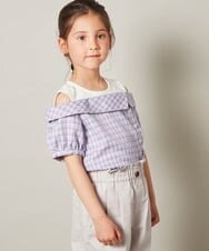 KJBGS03029 a.v.v KIDS(アー・ヴェ・ヴェ) [110-130]オフショルドッキングブラウス ブルー