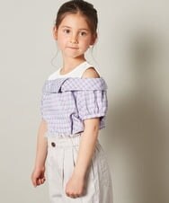 KJBGS03029 a.v.v KIDS(アー・ヴェ・ヴェ) [110-130]オフショルドッキングブラウス ブルー