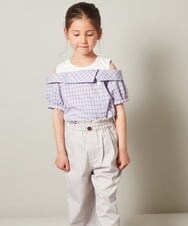 KJBGS03029 a.v.v KIDS(アー・ヴェ・ヴェ) [110-130]オフショルドッキングブラウス ブルー