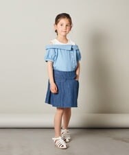 KJBGS03029 a.v.v KIDS(アー・ヴェ・ヴェ) [110-130]オフショルドッキングブラウス ブルー