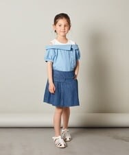 KJBGS03029 a.v.v KIDS(アー・ヴェ・ヴェ) [110-130]オフショルドッキングブラウス ブルー
