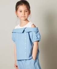 KJBGS03029 a.v.v KIDS(アー・ヴェ・ヴェ) [110-130]オフショルドッキングブラウス ブルー