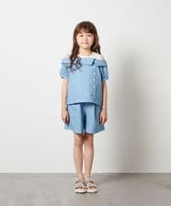 KJBGS03029 a.v.v KIDS(アー・ヴェ・ヴェ) [110-130]オフショルドッキングブラウス ブルー