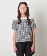 KJBGS03029 a.v.v KIDS(アー・ヴェ・ヴェ) [110-130]オフショルドッキングブラウス ブルー