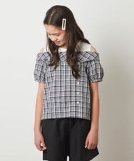 KJBGS03029 a.v.v KIDS(アー・ヴェ・ヴェ) [110-130]オフショルドッキングブラウス ブルー