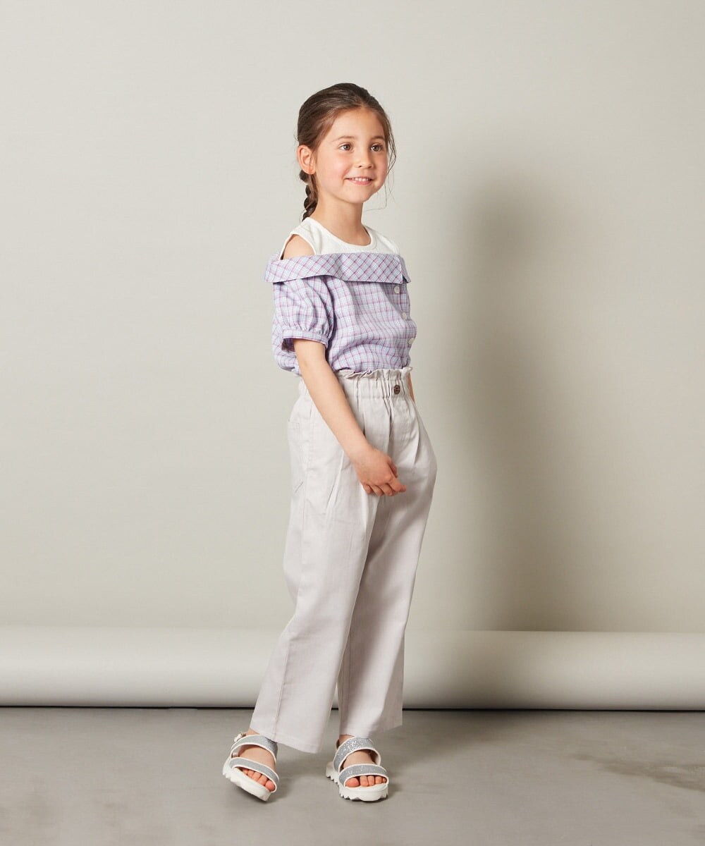 KJBGS03029 a.v.v KIDS(アー・ヴェ・ヴェ) [110-130]オフショルドッキングブラウス ブルー