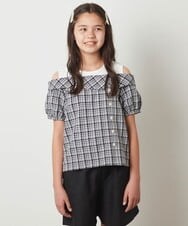 KJBGS03029 a.v.v KIDS(アー・ヴェ・ヴェ) [110-130]オフショルドッキングブラウス ブラック