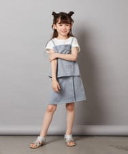 KJBGV02039 a.v.v KIDS(アー・ヴェ・ヴェ) [100-130]【セットアップ対応】レースアップドッキングTシャツ ライトブルー