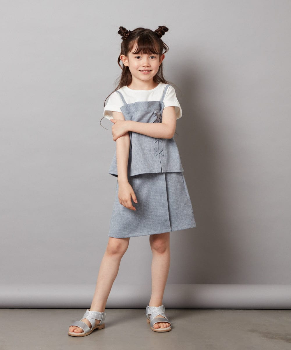 KJBGV02039 a.v.v KIDS(アー・ヴェ・ヴェ) [100-130]【セットアップ対応】レースアップドッキングTシャツ ライトブルー