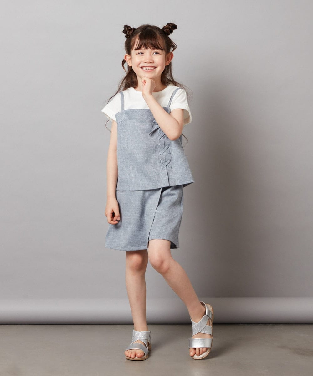 KJBGV02039 a.v.v KIDS(アー・ヴェ・ヴェ) [100-130]【セットアップ対応】レースアップドッキングTシャツ ライトブルー