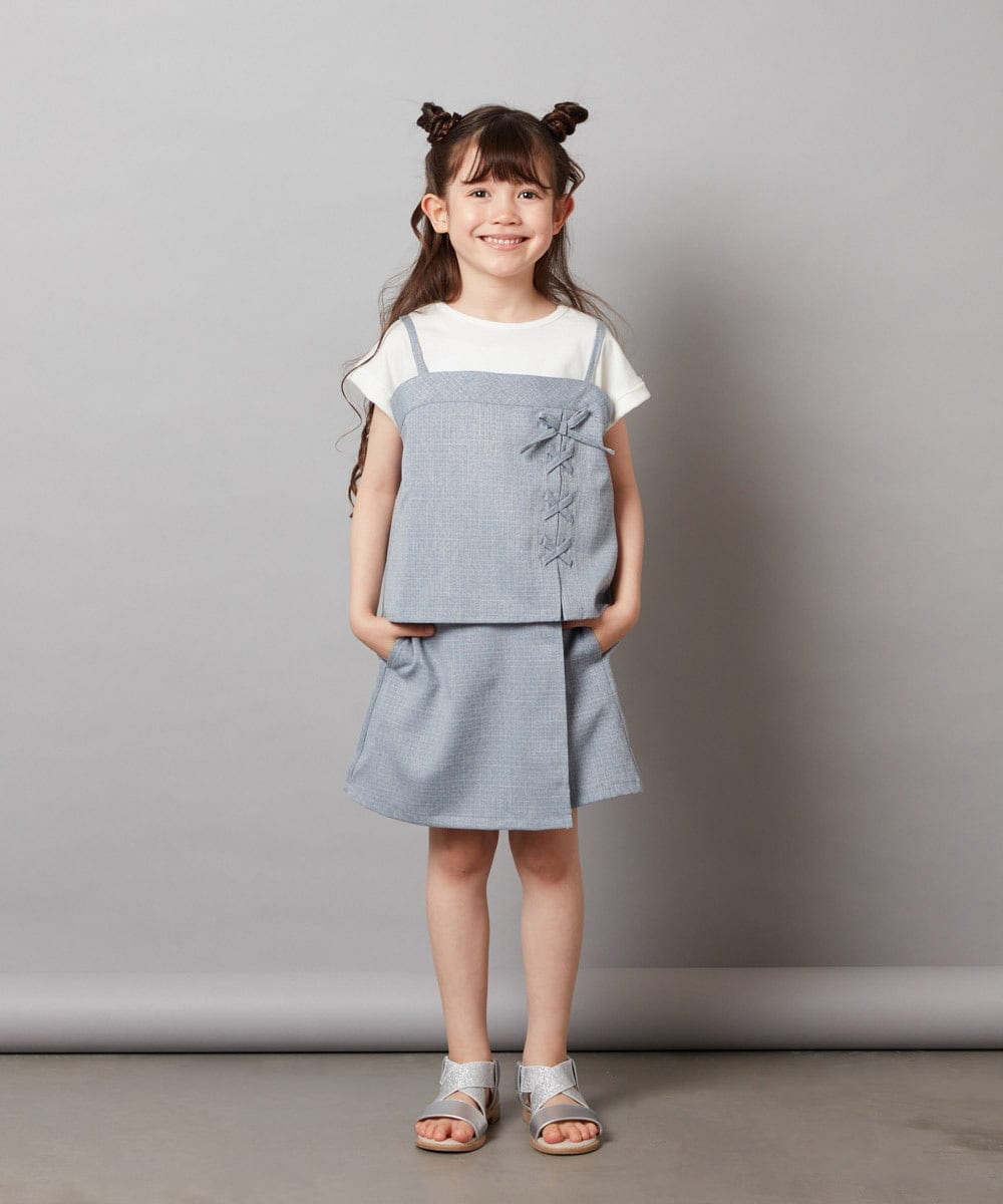KJBGV02039 a.v.v KIDS(アー・ヴェ・ヴェ) [100-130]【セットアップ対応】レースアップドッキングTシャツ ライトブルー