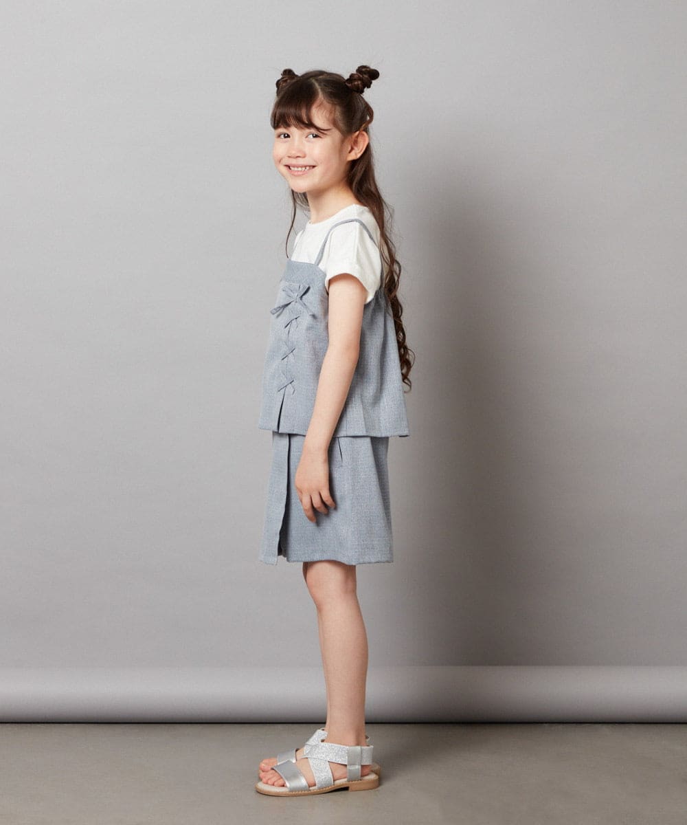 KJBGV02039 a.v.v KIDS(アー・ヴェ・ヴェ) [100-130]【セットアップ対応】レースアップドッキングTシャツ ライトブルー
