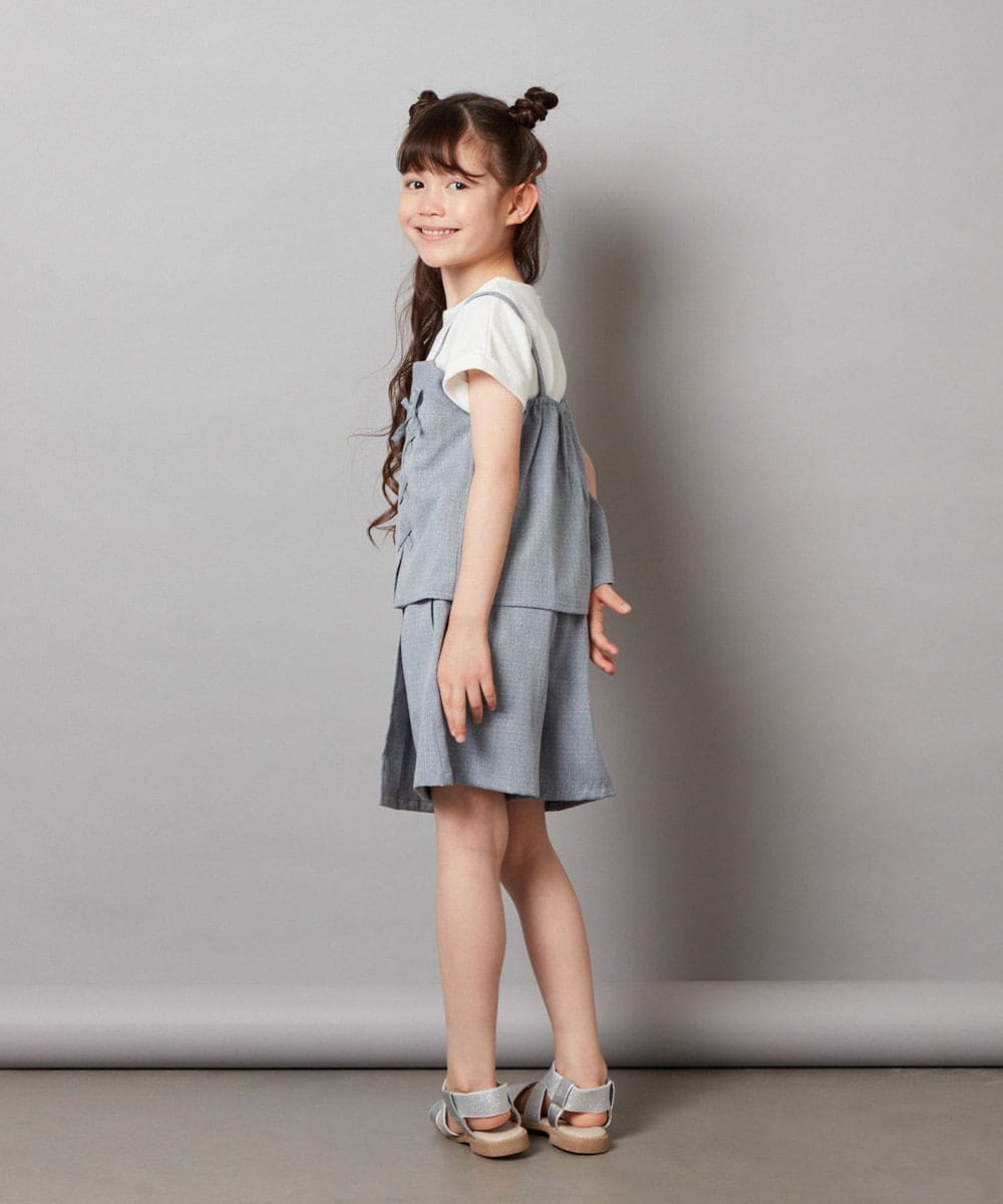KJBGV02039 a.v.v KIDS(アー・ヴェ・ヴェ) [100-130]【セットアップ対応】レースアップドッキングTシャツ ライトブルー