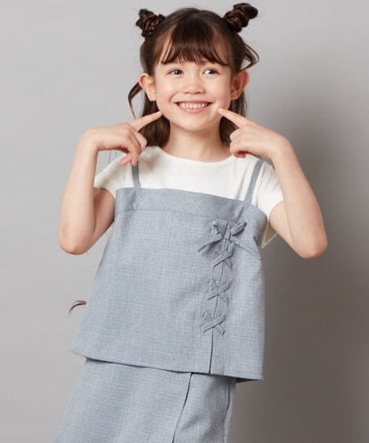 KJBGV02039 a.v.v KIDS [100-130]【セットアップ対応】レースアップドッキングTシャツ