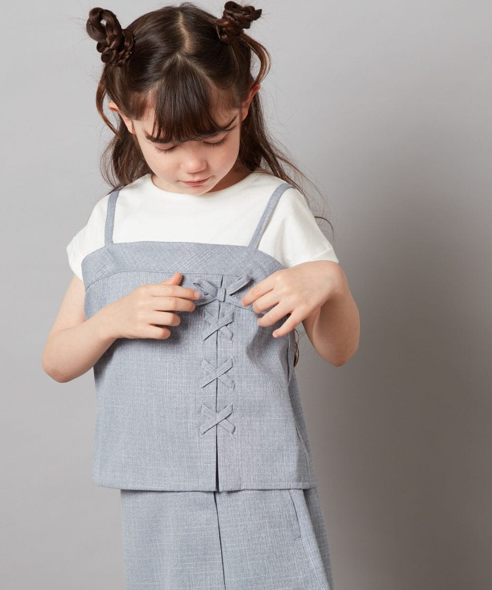 KJBGV02039 a.v.v KIDS(アー・ヴェ・ヴェ) [100-130]【セットアップ対応】レースアップドッキングTシャツ ライトブルー