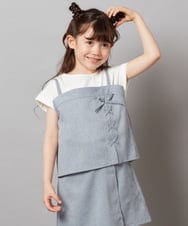 KJBGV02039 a.v.v KIDS(アー・ヴェ・ヴェ) [100-130]【セットアップ対応】レースアップドッキングTシャツ ライトブルー