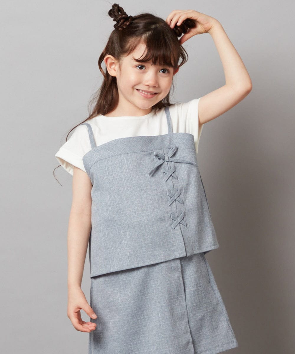 KJBGV02039 a.v.v KIDS(アー・ヴェ・ヴェ) [100-130]【セットアップ対応】レースアップドッキングTシャツ ライトブルー