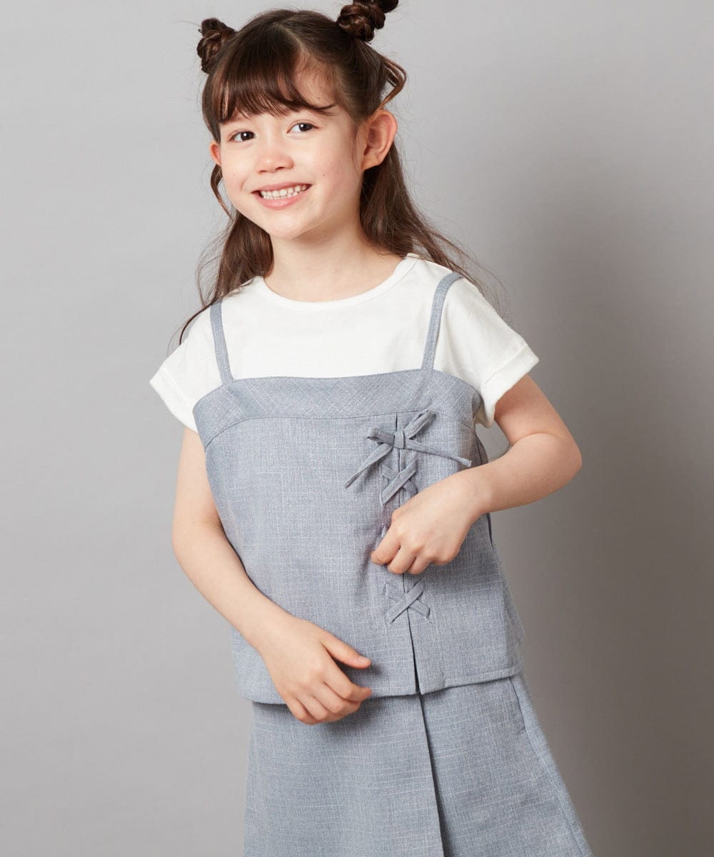 KJBGV02039 a.v.v KIDS(アー・ヴェ・ヴェ) [100-130]【セットアップ対応】レースアップドッキングTシャツ ライトブルー