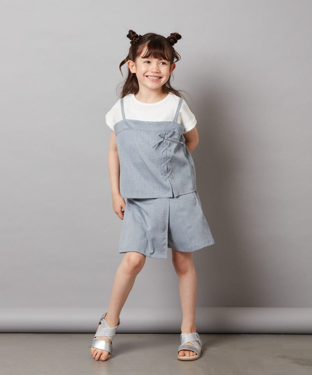 KJBGV02039 a.v.v KIDS(アー・ヴェ・ヴェ) [100-130]【セットアップ対応】レースアップドッキングTシャツ ライトブルー
