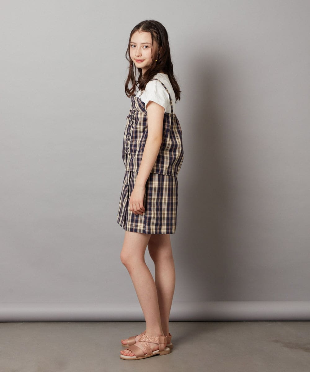 KJBGV02039 a.v.v KIDS(アー・ヴェ・ヴェ) [100-130]【セットアップ対応】レースアップドッキングTシャツ ネイビー