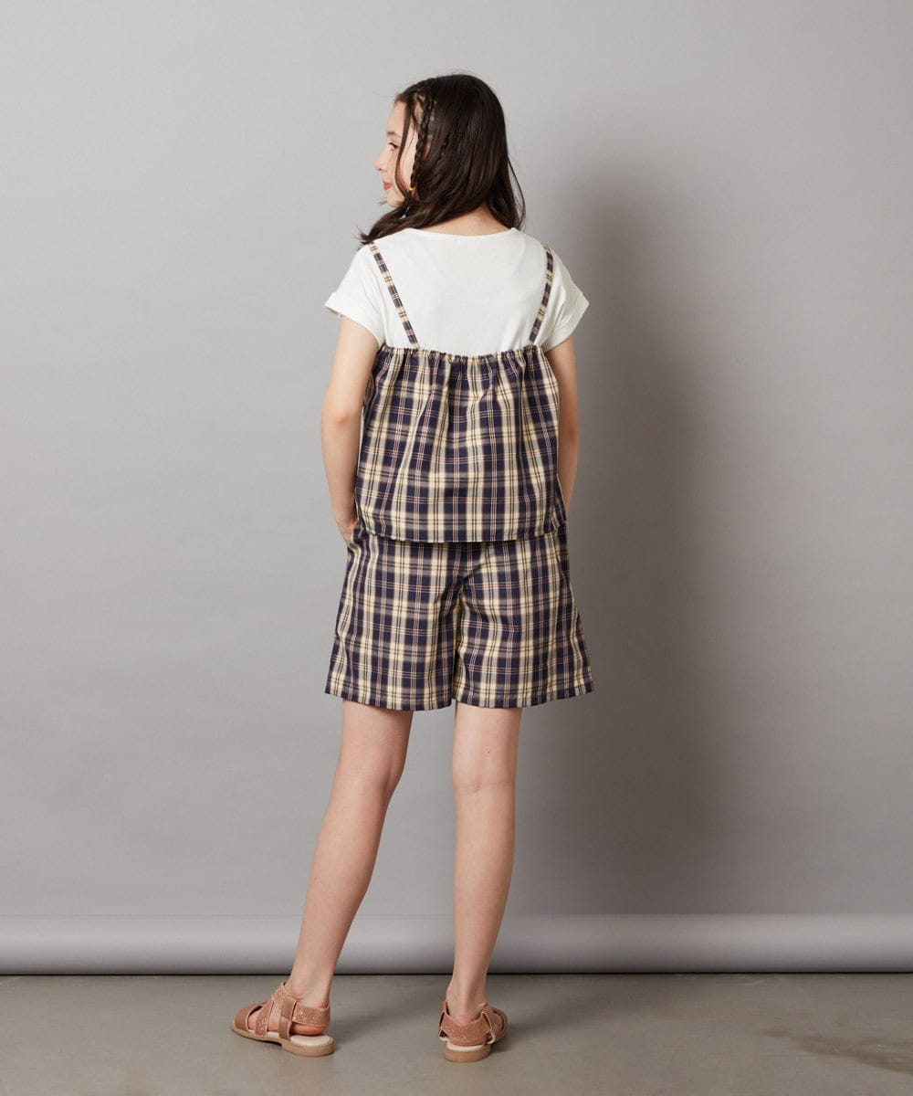KJBGV02039 a.v.v KIDS(アー・ヴェ・ヴェ) [100-130]【セットアップ対応】レースアップドッキングTシャツ ネイビー