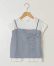 KJBGV02039 a.v.v KIDS(アー・ヴェ・ヴェ) [100-130]【セットアップ対応】レースアップドッキングTシャツ ライトブルー