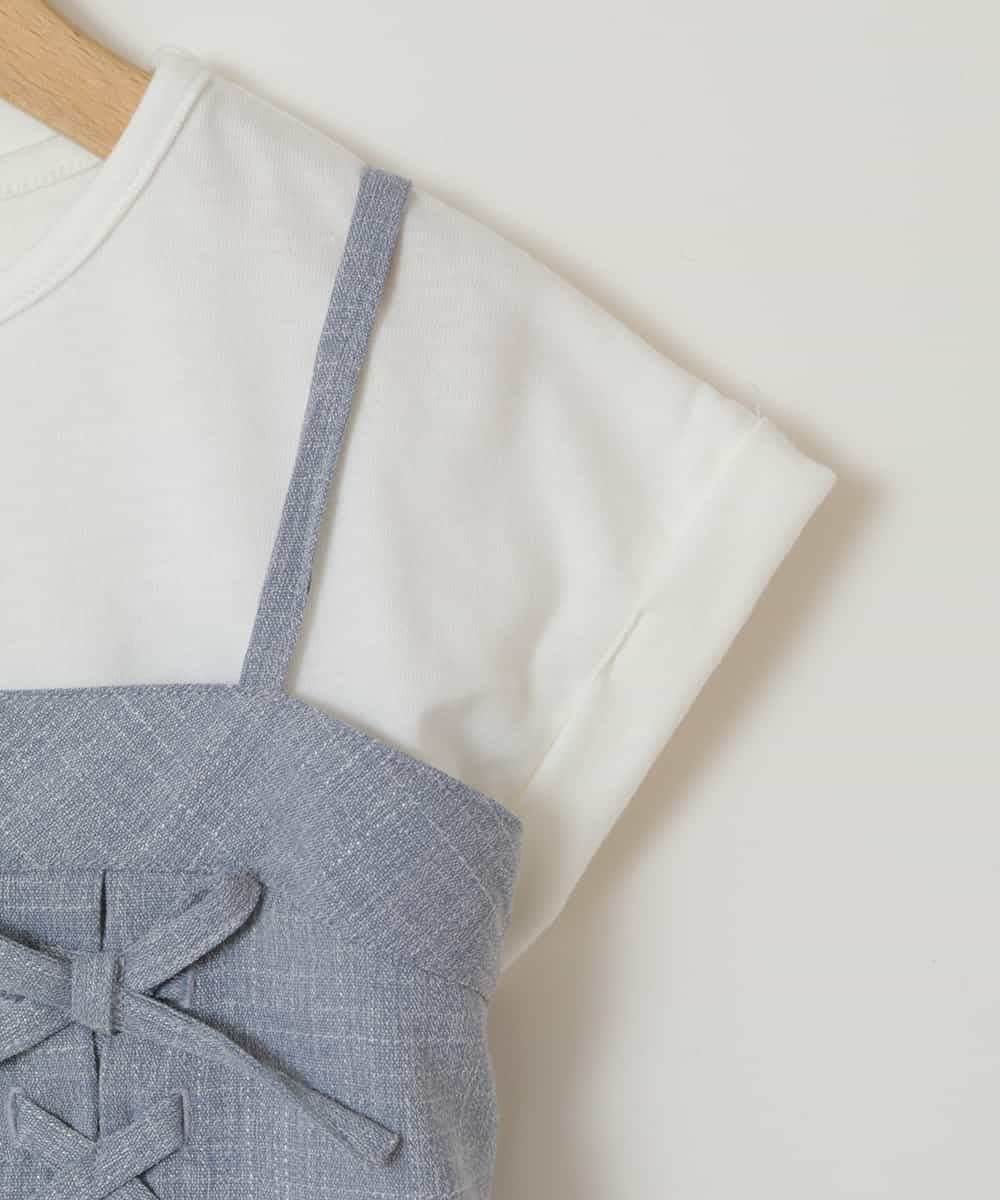 KJBGV02039 a.v.v KIDS(アー・ヴェ・ヴェ) [100-130]【セットアップ対応】レースアップドッキングTシャツ ライトブルー