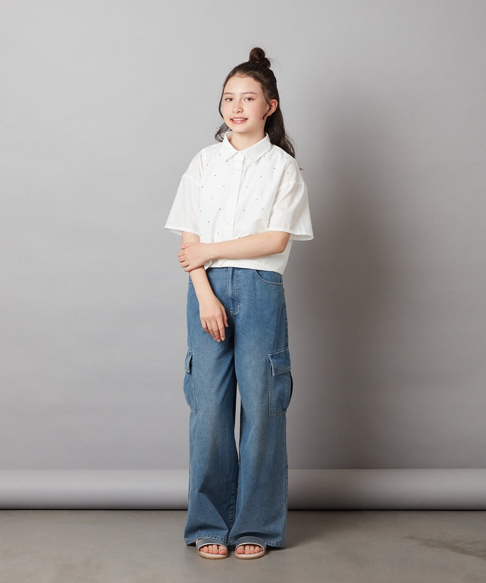 KJBGW01034 a.v.v KIDS(アー・ヴェ・ヴェ) 【ジュニア】[140-150]アソートクロップドシャツ ライトブルー