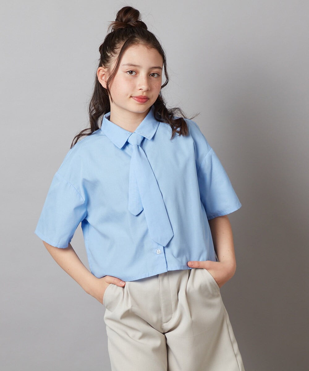 KJBGW01034 a.v.v KIDS(アー・ヴェ・ヴェ) 【ジュニア】[140-150]アソートクロップドシャツ ライトブルー