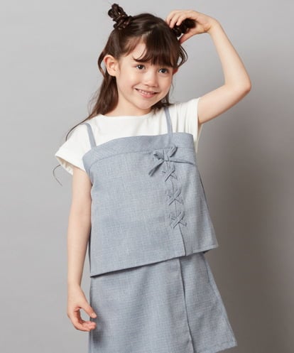 KJBGW02044  [140-150]【セットアップ対応】レースアップドッキングTシャツ