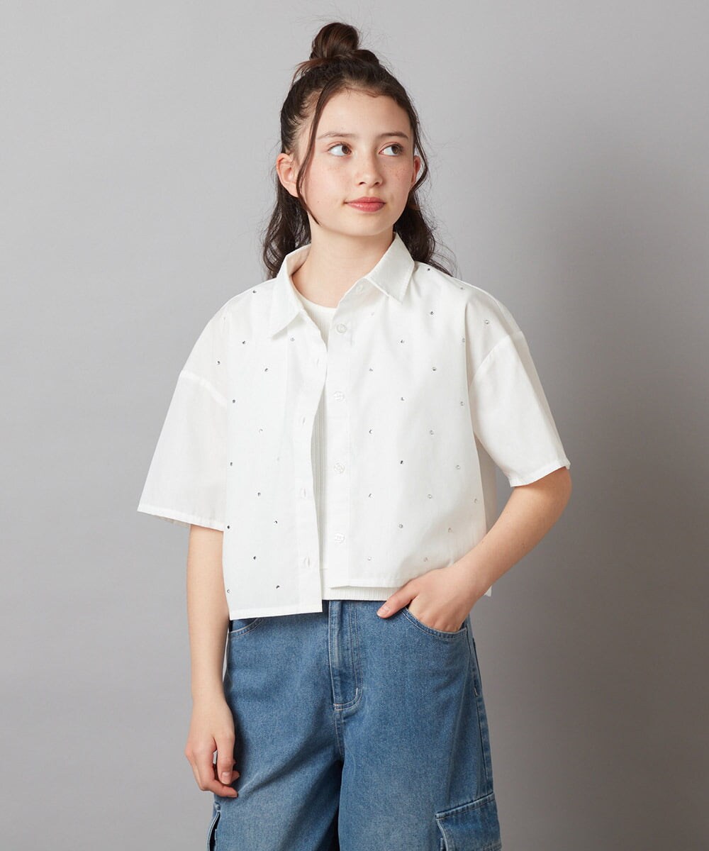 KJBGX01039 a.v.v KIDS(アー・ヴェ・ヴェ) 【ジュニア】[160]アソートクロップドシャツ ホワイト