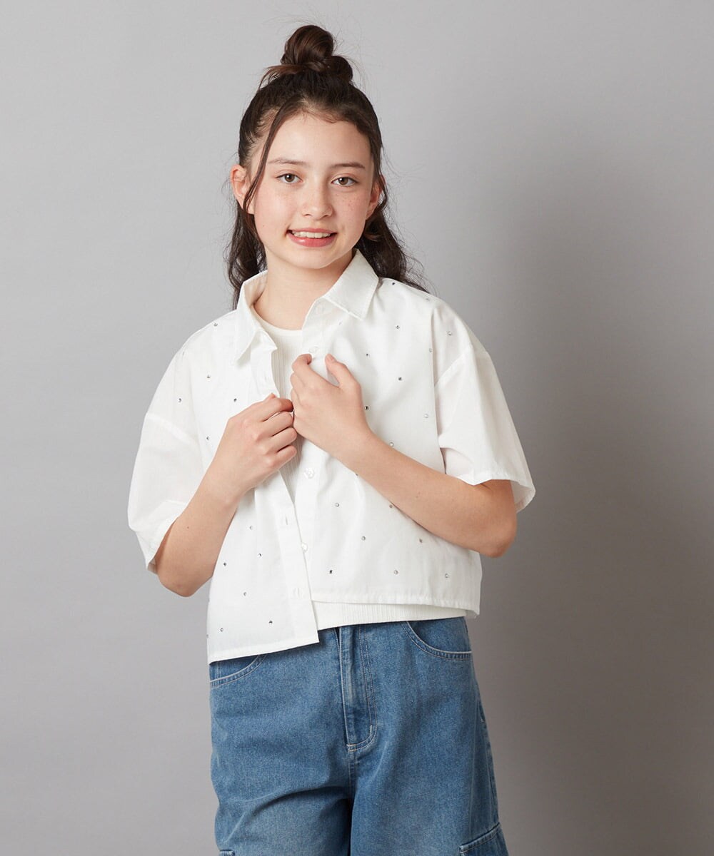 KJBGX01039 a.v.v KIDS(アー・ヴェ・ヴェ) 【ジュニア】[160]アソートクロップドシャツ ホワイト