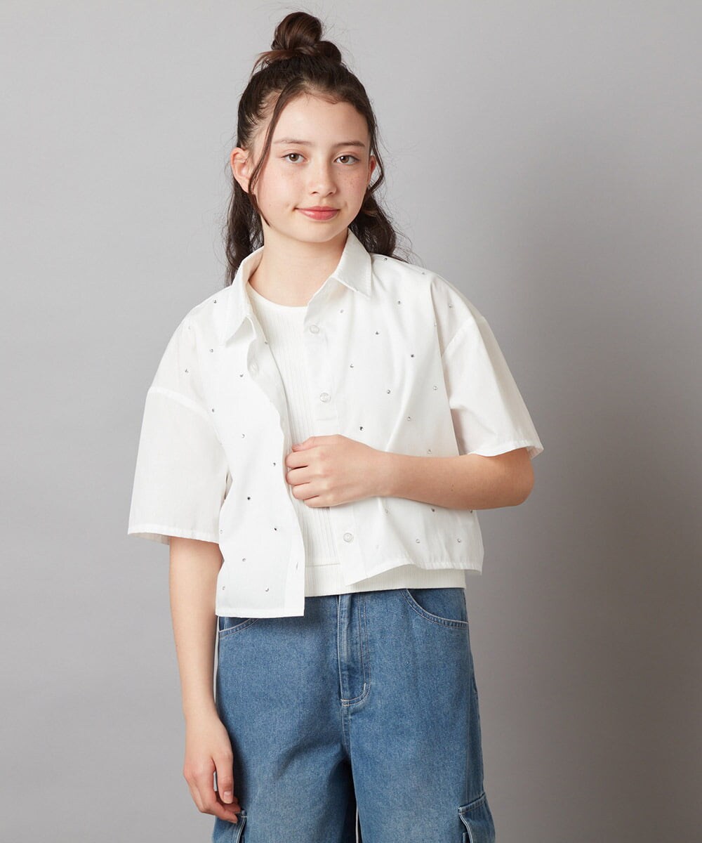KJBGX01039 a.v.v KIDS(アー・ヴェ・ヴェ) 【ジュニア】[160]アソートクロップドシャツ ホワイト