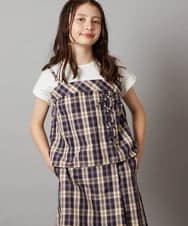 KJBGX02049 a.v.v KIDS(アー・ヴェ・ヴェ) [160]【セットアップ対応】レースアップドッキングTシャツ ネイビー