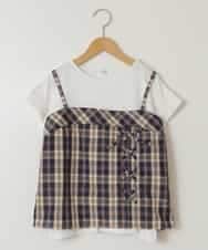 KJBGX02049 a.v.v KIDS(アー・ヴェ・ヴェ) [160]【セットアップ対応】レースアップドッキングTシャツ ネイビー