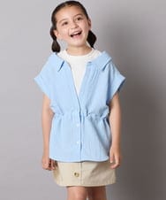 KJBHA22039 a.v.v KIDS(アー・ヴェ・ヴェ) [120-160]【接触冷感】ポコポコレイヤード風ブラウス ライトブルー