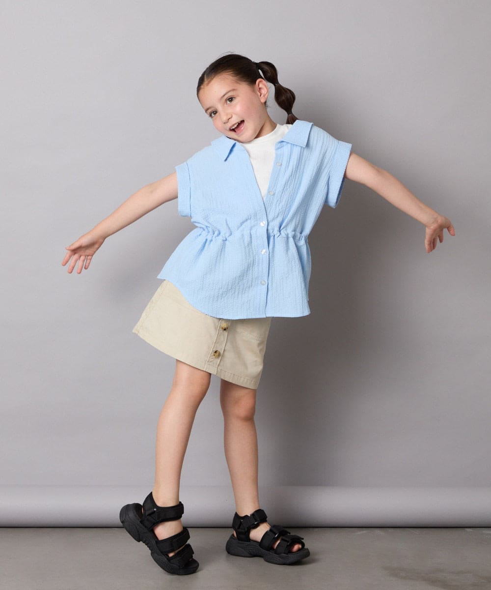 KJBHA22039 a.v.v KIDS(アー・ヴェ・ヴェ) [120-160]【接触冷感】ポコポコレイヤード風ブラウス ライトブルー