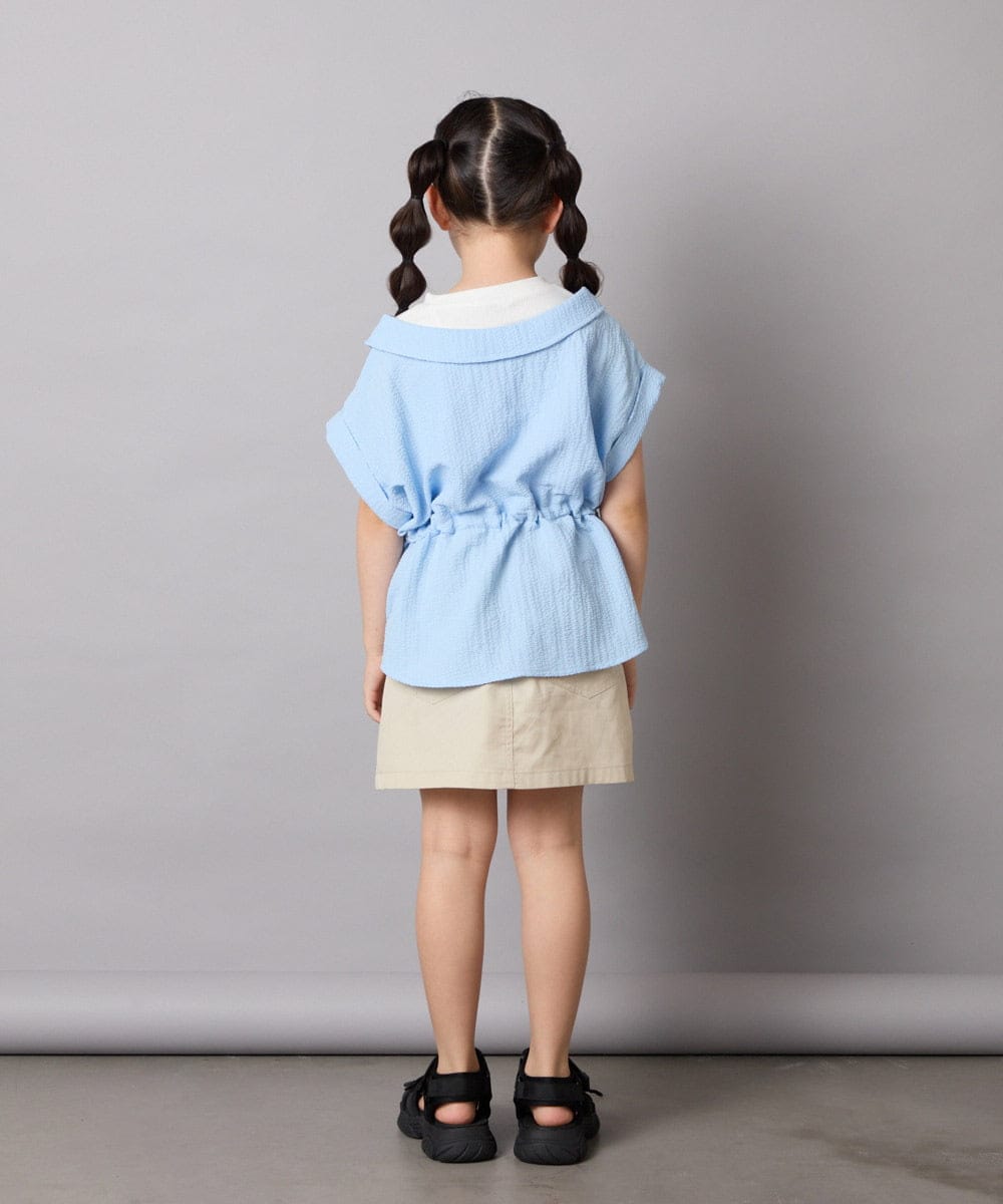 KJBHA22039 a.v.v KIDS(アー・ヴェ・ヴェ) [120-160]【接触冷感】ポコポコレイヤード風ブラウス ライトブルー