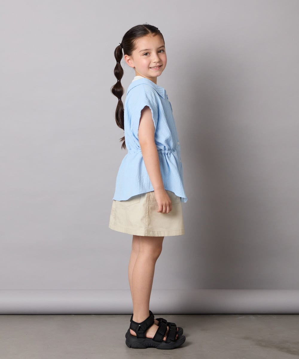 KJBHA22039 a.v.v KIDS(アー・ヴェ・ヴェ) [120-160]【接触冷感】ポコポコレイヤード風ブラウス ライトブルー