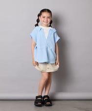 KJBHA22039 a.v.v KIDS(アー・ヴェ・ヴェ) [120-160]【接触冷感】ポコポコレイヤード風ブラウス ライトブルー
